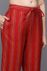 Red Silk Blend Bandhani  Straight Suit Set PKSKD1978