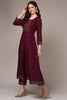 Burgundy Silk Blend Woven Design Flared Suit Set PKSKD1986