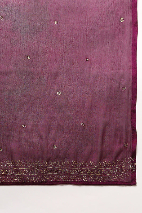 Burgundy Silk Blend Woven Design Flared Suit Set PKSKD1986