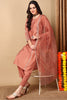 Orange Silk Blend Solid Straight Suit Set PKSKD1989