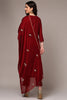 Maroon Silk Blend Yoke Design Straight Suit Set PKSKD1990