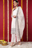 Off White Silk Blend Solid Embroidered Straight Suit Set PKSKD1996