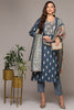 Blue Silk Blend Embroidered Straight Suit Set PKSKD1999