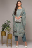 Grey Silk Blend Printed Straight Suit Set PKSKD2001