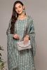 Grey Silk Blend Printed Straight Suit Set PKSKD2001