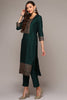 Green Silk Blend Solid Straight Suit Set PKSKD2005