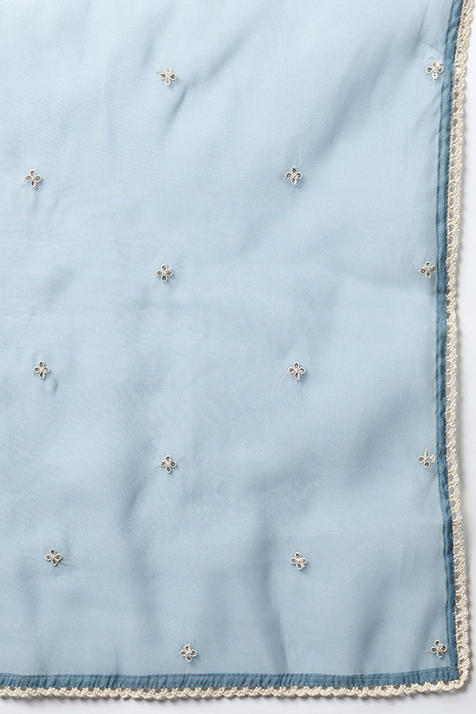 Blue Silk Blend Solid Embroidered Anarkali Suit Set PKSKD2013