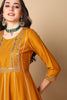 Mustard Yellow Silk Blend Solid Embroidered Anarkali Suit Set PKSKD2022