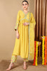 Yellow Silk Blend Embroidered Anarkali Suit Set PKSKD2046