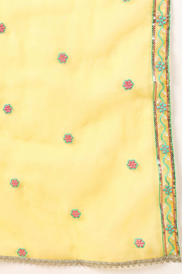 Yellow Silk Blend Embroidered Anarkali Suit Set PKSKD2046