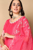 Pink Silk Blend Solid Embroidered Flared Suit Set PKSKD2071