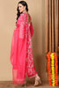 Pink Silk Blend Solid Embroidered Flared Suit Set PKSKD2071