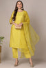 Yellow Poly Chanderi Solid Yoke Design Straight Suit Set PKSKD2076