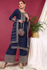 Blue Silk Blend Solid Yoke Design Straight Suit Set PKSKD2097