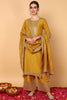 Mustard Silk Blend Solid Embroidered Straight Suit Set PKSKD2099