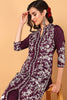 Purple Silk Blend Solid Embroidered Straight Suit Set PKSKD2107