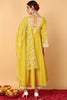 Yellow Silk Blend Solid Embroidered Flared Suit Set PKSKD2118