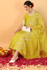 Yellow Silk Blend Solid Embroidered Flared Suit Set PKSKD2118