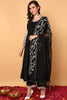 Black Silk Blend Solid Embroidered Flared Suit Set PKSKD2119