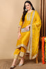 Yellow Silk Blend Solid Embroidered Straight Suit Set PKSKD2133