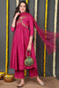 Pink Silk Blend Solid Embroidered Flared Suit Set PKSKD2144