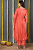 Orange Silk Blend Solid Embroidered Flared Suit Set PKSKD2145