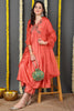 Orange Silk Blend Solid Embroidered Flared Suit Set PKSKD2145