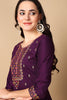 Purple Silk Blend Solid Embroidered Straight Suit Set PKSKD2163