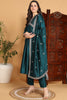 Green Silk Blend Solid Embroidered Flared Suit Set PKSKD2169