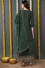 Green Silk Blend Solid Embroidered Straight Suit Set PKSKD2174