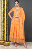 Orange Georgette Floral Printed Flared Suit Set PKSKD2186