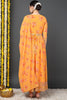 Orange Georgette Floral Printed Flared Suit Set PKSKD2186