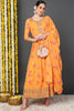 Orange Georgette Floral Printed Flared Suit Set PKSKD2186