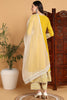 Yellow Silk Blend Solid Embroidered Flared Suit Set PKSKD2193