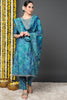 Teal Silk Blend Ethnic Motifs Printed Straight Suit Set PKSKD2203