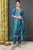 Teal Silk Blend Ethnic Motifs Printed Straight Suit Set PKSKD2203