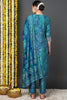 Teal Silk Blend Ethnic Motifs Printed Straight Suit Set PKSKD2203