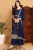 Navy Blue Georgette Floral Embroidered Straight Suit Set PKSKD2206