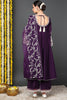 Purple Silk Blend Solid Embroidered Flared Suit Set PKSKD2209