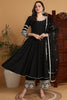 Black Silk Blend Solid Embroidered Anarkali Suit Set PKSKD2214