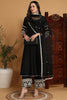 Black Silk Blend Solid Embroidered Anarkali Suit Set PKSKD2214