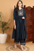 Blue Cotton Blend Solid Yoke Design A-Line Suit Set PKSKD2220