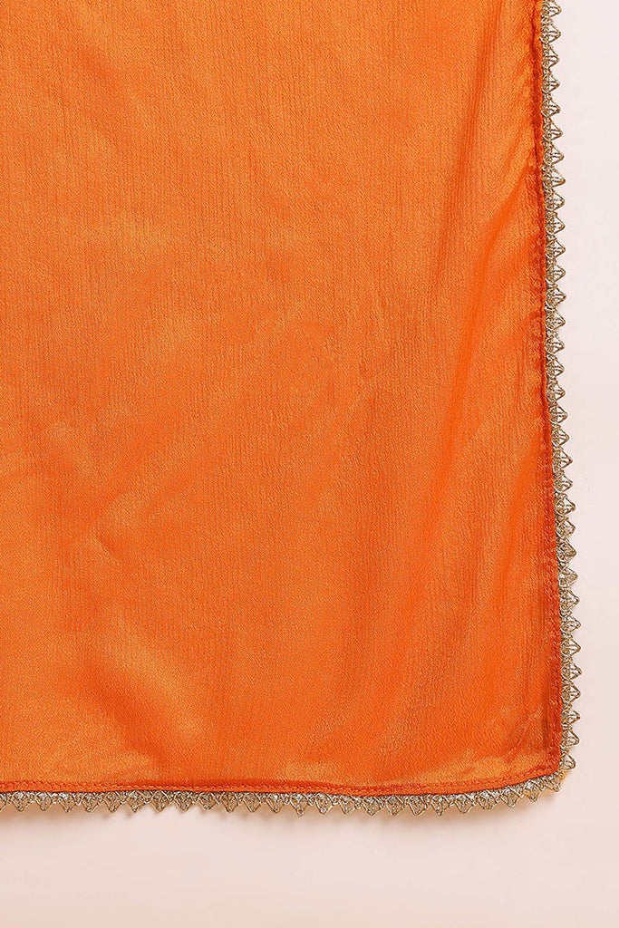 Orange Cotton Blend Solid Yoke Design A-Line Suit Set PKSKD2221