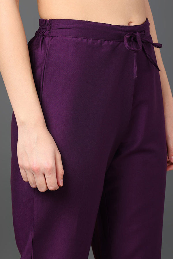 Purple Silk Blend Woven Design Embroidered Flared Suit Set PKSKD2255