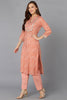 Peach Chanderi Silk Abstract Straight Kurta VCK8887