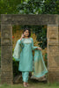 Sea Green Poly Silk Yoke Suit Set PKSKD1375