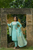 Sea Green Poly Silk Yoke Suit Set PKSKD1375