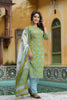 Green Pure Cotton Straight Kurta Pant With Dupatta Set VKSKD1266A