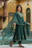 Green Silk Blend Embroidered Anarkali Suit Set VKSKD1218