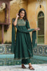 Green Silk Blend Embroidered Anarkali Suit Set VKSKD1218